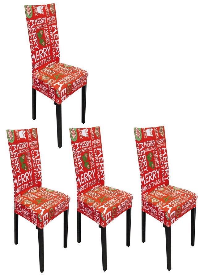 iEventStar مجموعة iEventStar المكونة من 4 قطع من أغطية كراسي غرفة الطعام القابلة للغسل والمصنوعة من الإسباندكس المطاطي (4 قطع، بنقشة عيد ميلاد مجيد) - Image 2